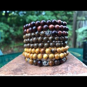 Oval Wooden Beaded Wrap Bracelet